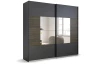 Šatníková skriňa so zrkadlom Barea, 226 cm, tmavo šedá/dub atlantic