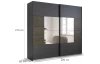 Šatníková skriňa so zrkadlom Barea, 226 cm, tmavo šedá/dub atlantic