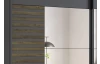 Šatníková skriňa so zrkadlom Barea, 226 cm, tmavo šedá/dub atlantic