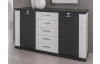 Široká komoda Caracas typ 21, grafit/biely lesk, s osvetlením