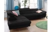 Rohová sedacia súprava Fabio, čierna látka, ľavý roh