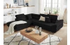Rohová sedacia súprava Fabio, čierna látka, ľavý roh