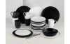 Jedálenský servis (24 dielov) Black and White, jemná štruktúra