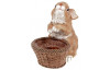 Obal na kvetináč Zajac s košíkom, hnedý