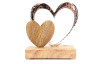 Dekorácia Dvojité srdce, drevo/kov