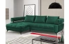 Rohová sedacia súprava Paris, tmavo zelená látka, ľavý  roh