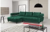 Rohová sedacia súprava Paris, tmavo zelená látka, ľavý  roh
