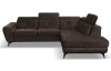 Rohová sedacia súprava Sergio, tmavo hnedá látka, pravý roh