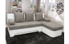 Rohová sedacia súprava Nicki, biela ekokoža/melírovaná tkanina