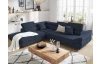 Rohová sedacia súprava Fabio, tmavo modrá látka, ľavý roh