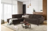Rohová sedacia súprava Sergio, tmavo hnedá látka, ľavý roh