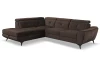 Rohová sedacia súprava Sergio, tmavo hnedá látka, ľavý roh