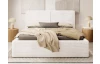 Posteľ Inez 180x200 cm, smotanovo biela štruktúrovaná látka