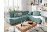 Rohová sedacia súprava Fabio, modro-zelená aqua látka, pravý roh