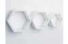 Sada 3 poličiek Hexagon, biele