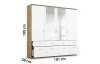 Šatníková skriňa so zrkadlami Bremen, 181 cm, dub artisan/biela