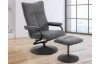Relaxačné kreslo s taburetom Alfa, dymovo šedá látka