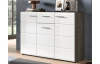 Komoda so zásuvkou Salsa, 120 cm, sivý dub/biely lesk