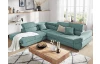 Rohová sedacia súprava Fabio, modro-zelená aqua látka, ľavý roh
