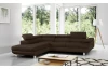Rohová sedacia súprava Lotos, tmavo hnedá tkanina, ľavý roh