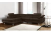 Rohová sedacia súprava Lotos, tmavo hnedá tkanina, ľavý roh
