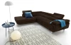 Rohová sedacia súprava Lotos, tmavo hnedá tkanina, ľavý roh