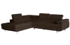 Rohová sedacia súprava Lotos, tmavo hnedá tkanina, ľavý roh