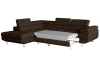 Rohová sedacia súprava Lotos, tmavo hnedá tkanina, ľavý roh