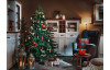 Vianočné dekorácie LED drevený domček, biely