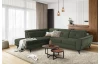 Rohová sedacia súprava Sergio, machovo zelená látka, ľavý roh