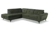 Rohová sedacia súprava Sergio, machovo zelená látka, ľavý roh