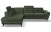Rohová sedacia súprava Sergio, machovo zelená látka, ľavý roh