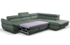 Rohová sedacia súprava Fabio, šedo-zelená látka, pravý roh