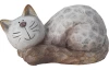 Dekoračná soška (2 druhy) Ležiaca mačka, šedá keramika