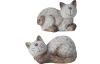 Dekoračná soška (2 druhy) Ležiaca mačka, šedá keramika