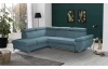 Rohová sedacia súprava Gisele, modrá látka, ľavý roh