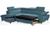 Rohová sedacia súprava Gisele, modrá látka, ľavý roh