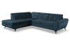 Rohová sedacia súprava Sergio, námornícka modrá látka, ľavý roh