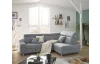 Rohová sedacia súprava Brico, svetlo šedá látka, pravý roh
