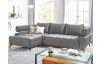 Rohová sedacia súprava Paris, stredne šedá látka, ľavý roh
