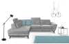 Rohová sedacia súprava Sergio, svetlo šedá látka, ľavý roh