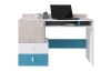 Písací stôl Planet, dub/biela/modrá