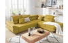 Rohová sedacia súprava Fabio, žltá látka, pravý roh