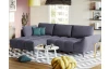 Rohová sedacia súprava Allegra, hlbinná modrá látka, ľavý roh