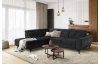 Rohová sedacia súprava Sergio, čierna látka, ľavý roh