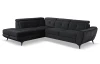 Rohová sedacia súprava Sergio, čierna látka, ľavý roh