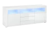 Široká TV skrinka Leeds, biela lesk, s osvetlením