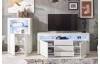 Široká TV skrinka Leeds, biela lesk, s osvetlením