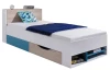 Posteľ s úložnými priestormi Planet, 90x200 cm, dub/biela/modrá