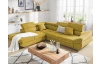 Rohová sedacia súprava Fabio, žltá látka, ľavý roh